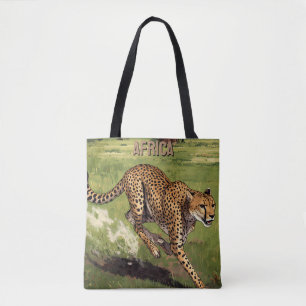 Retro Afrika Luipaard Schildering Tote Bag