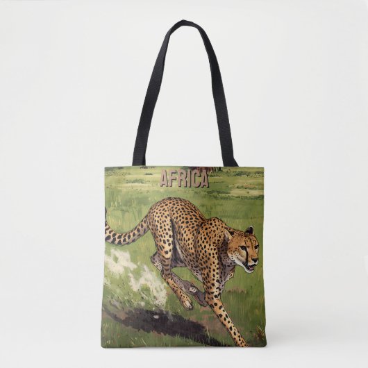 Retro Afrika Luipaard Schildering Tote Bag (Voorkant)