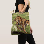 Retro Afrika Luipaard Schildering Tote Bag (Dichtbij)