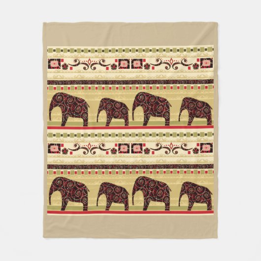 Retro afrikaanse afdruk met olifanten fleece deken (Voorkant)