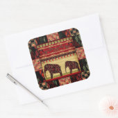 Retro afrikaanse afdruk met olifanten vierkante sticker (Envelop)