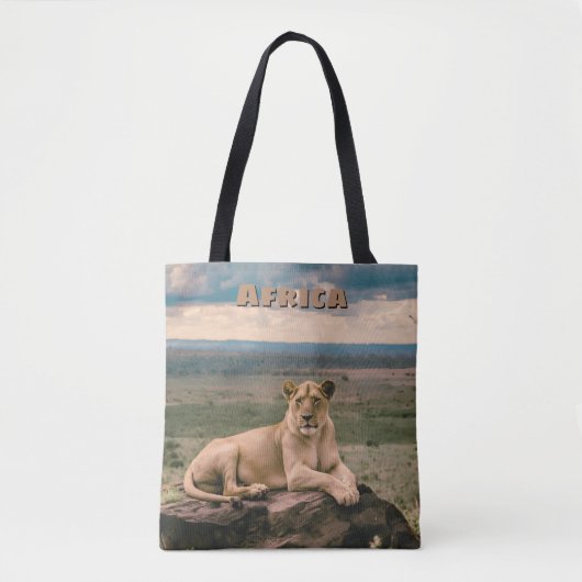 Retro Afrikaanse Leeuw Scenerie Tote Bag (Voorkant)