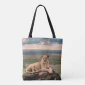 Retro Afrikaanse Leeuw Scenerie Tote Bag (Achterkant)