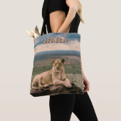 Retro Afrikaanse Leeuw Scenerie Tote Bag (Dichtbij)