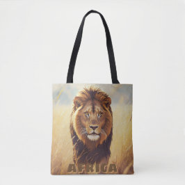 Retro Afrikaanse Leeuw Scenerie Tote Bag