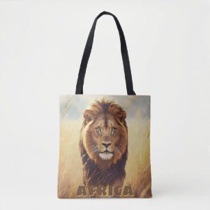 Retro Afrikaanse Leeuw Scenerie Tote Bag