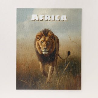 Retro Afrikaanse Leeuw Schilderachtig Legpuzzel