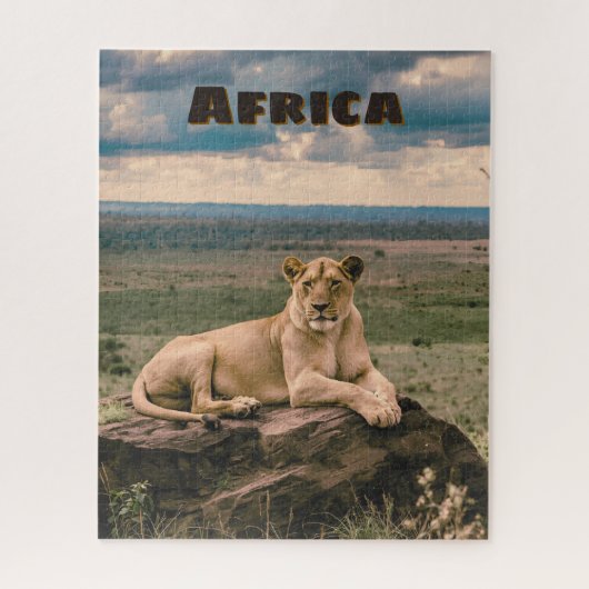 Retro Afrikaanse Leeuw Schilderachtig Legpuzzel (Verticaal)