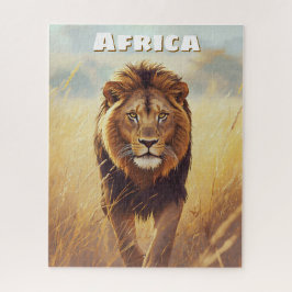 Retro Afrikaanse Leeuw Schilderachtig Legpuzzel