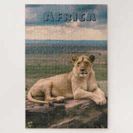 Retro Afrikaanse Leeuw Schilderachtig Legpuzzel