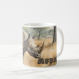Retro Afrikaanse Neushoorn Landschap Koffiemok