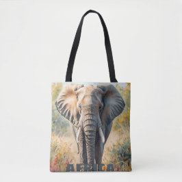 Retro Afrikaanse Olifant Scenisch Tote Bag
