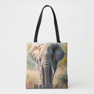 Retro Afrikaanse Olifant Scenisch Tote Bag