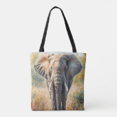 Retro Afrikaanse Olifant Scenisch Tote Bag (Achterkant)