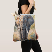 Retro Afrikaanse Olifant Scenisch Tote Bag (Dichtbij)