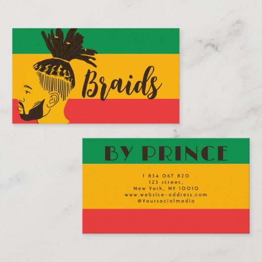 Retro Afrikaanse vlag Afrikaanse vlechtvlechten Visitekaartje (Voorkant / Achterkant)