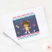 Retro Afro-Amerikaanse Rolschaatsen Verjaardag Vierkante Sticker (Envelop)