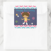 Retro Afro-Amerikaanse Rolschaatsen Verjaardag Vierkante Sticker (Tas)