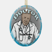 Retro Afro Mannelijke Dokter aangepaste naam ornam Keramisch Ornament (Rechts)