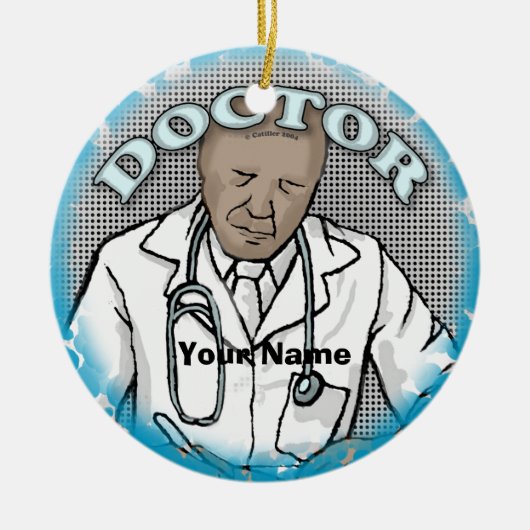 Retro Afro Mannelijke Dokter aangepaste naam ornam Keramisch Ornament (Voorkant)