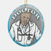 Retro Afro Mannelijke Dokter aangepaste naam ornam Keramisch Ornament (Links)