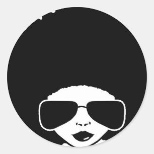 retro Afro meisje Ronde Sticker