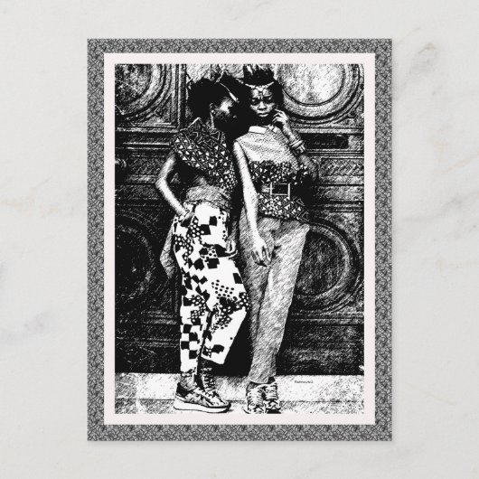 Retro Afro Pop Art Mode Briefkaart (Voorkant)