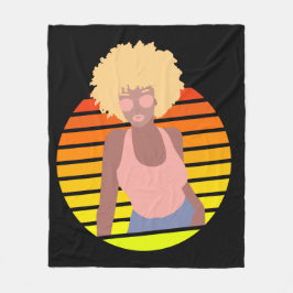 RETRO AFRO QUEEN - AFRO AMERIKAANSE QUEEN FLEECE DEKEN