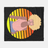 RETRO AFRO QUEEN - AFRO AMERIKAANSE QUEEN FLEECE DEKEN (Voorkant (Horizontaal))