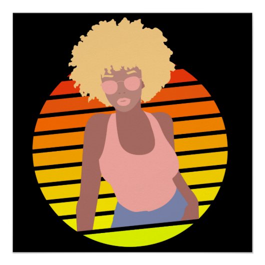 RETRO AFRO QUEEN - AFRO AMERIKAANSE QUEEN PERFECT POSTER (Voorkant)