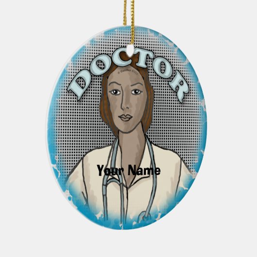 Retro Afro vrouw Doctor aangepaste naam ornament (Rechts)