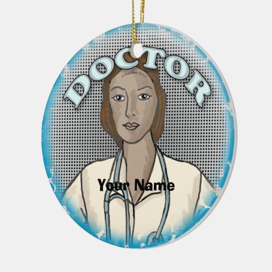 Retro Afro vrouw Doctor aangepaste naam ornament (Links)