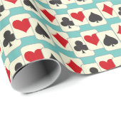 Retro-afspeelkaarten Kwartet Aqua Cadeaupapier (Rol Hoek)