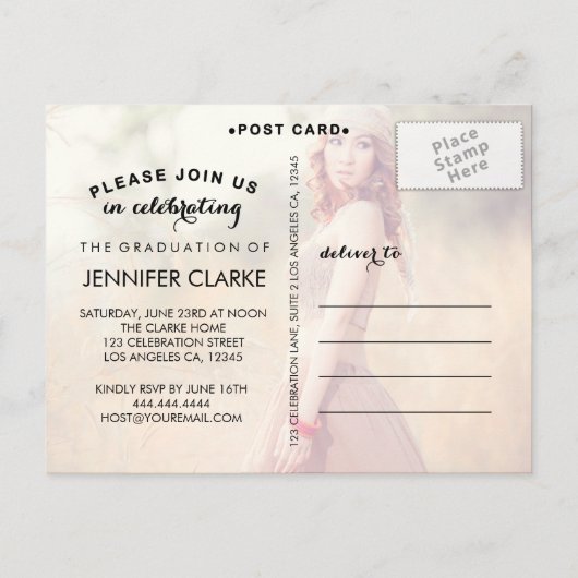 RETRO AFSTUDEERDER | 2015 AFSTUDEERPARTY UITNODIGI UITNODIGING BRIEFKAART (Achterkant)