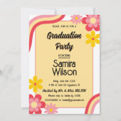 Retro Afstudeerder Feestuitnodiging met Foto (Geel Kaart (Achterkant)