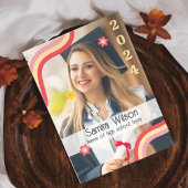 Retro Afstudeerder Feestuitnodiging met Foto (Geel Kaart