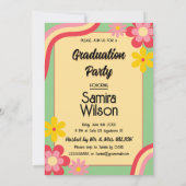 Retro Afstudeerder Feestuitnodiging met Foto (Groe Kaart (Achterkant)