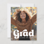 Retro afstudeerder klasse van jaar foto afstuderen bedankkaart (Voorkant)