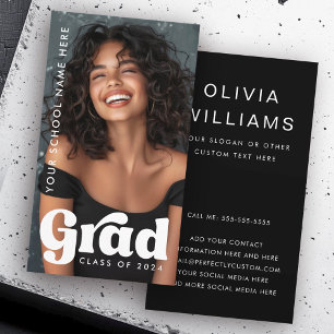 Retro afstudeerder overlay student afstuderen zwar visitekaartje