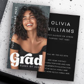 Retro afstudeerder overlay student afstuderen zwar visitekaartje