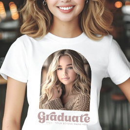 Retro afstudeerder student afstuderen foto boog t-shirt