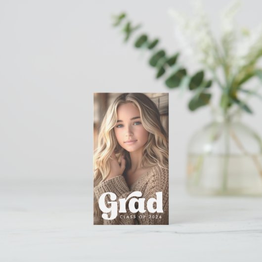 Retro afstudeerder student afstuderen netwerkfoto visitekaartje (Staand voorkant)