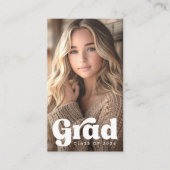 Retro afstudeerder student afstuderen netwerkfoto visitekaartje (Voorkant)