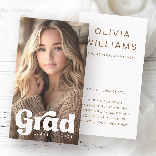 Retro afstudeerder student afstuderen netwerkfoto visitekaartje