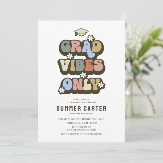Retro Afstudeerder Vibes alleen afstudeerfeest Kaart (Staand voorkant)