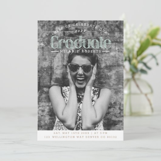  retro afstudeerfeest | Foto Kaart (Staand voorkant)