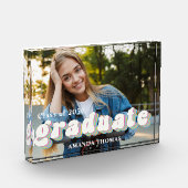 Retro Afstudeerfoto Typografie Acryl Blok (Links)
