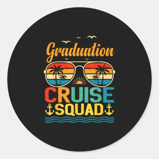 Retro afstudeervaart squad zonnebril ronde sticker (Voorkant)
