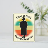 Retro Afstuderen Afstuderen Pet en Gown Woman Girl Briefkaart (Staand voorkant)