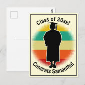 Retro Afstuderen Afstuderen Pet en Gown Woman Girl Briefkaart (Voorkant / Achterkant)